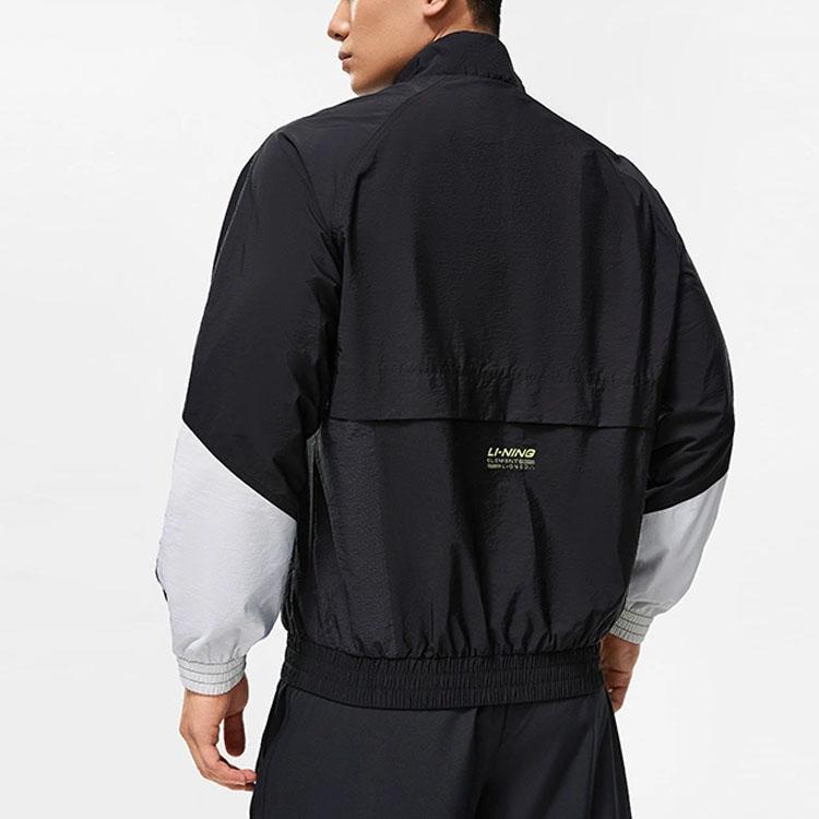 Li-Ning Fitness Series Color Block Sports Jacket Men Jackets Black AFDT385-6