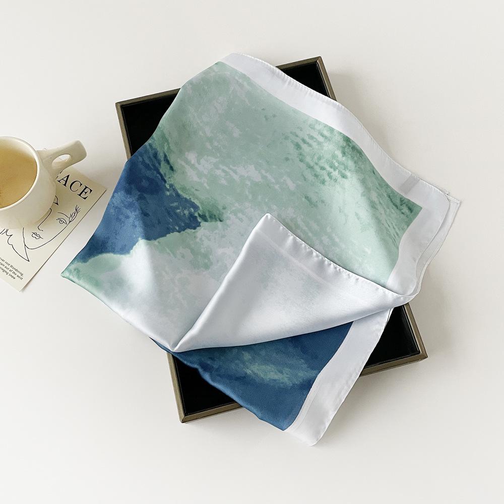 

Satin emulated silk polka dot scarf for women s printing simple high-end black and white style thin square scarf scarf