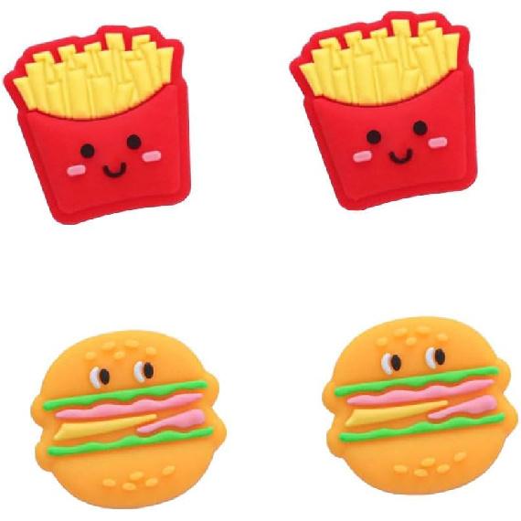 4 Pcs Silicone Thumb Grip Caps, French Fries Design Analog Controller Gamepad Thumb Stick Grips Thumbsticks Joystick Cap Cover for Nintendo Switch NS French Fries