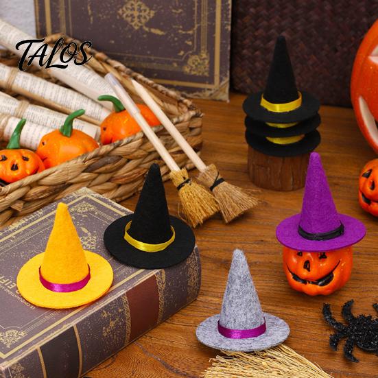 Felt Witch Hat for Party Favors 2 Pcs Mini Hats, Cute Tiny Wizard Wine Portable Ornaments Bottle Topper Halloween Favors, DIY Crafts, Home Table Decor