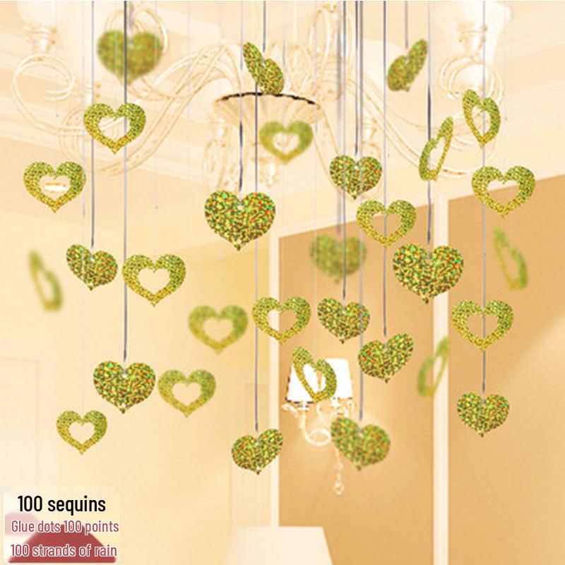 Heart-Shaped Wedding Room Balloon and Tinsel Decoration Set