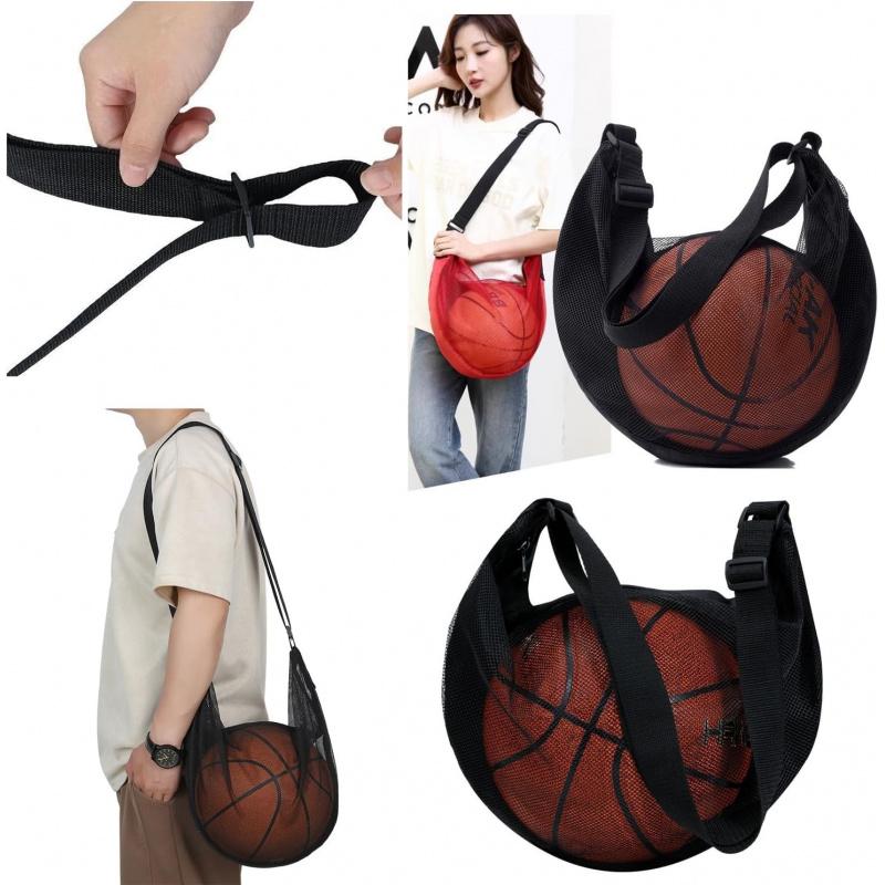 Scheurvast Net Enkele Bal Tas Past op Maat 7 Basketbal Voetbal Volleybal Crossbody Drager Met Verstelbare Band & Rits