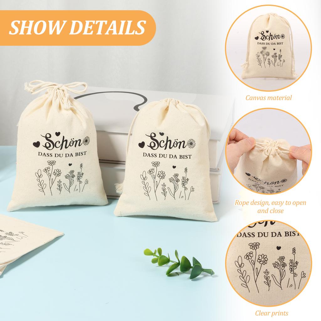 20Pcs Fabric Bag with Drawstring 5 X 7 Inch Small Canvas Packaging Bag for Wedding Birthday Thanksgiving