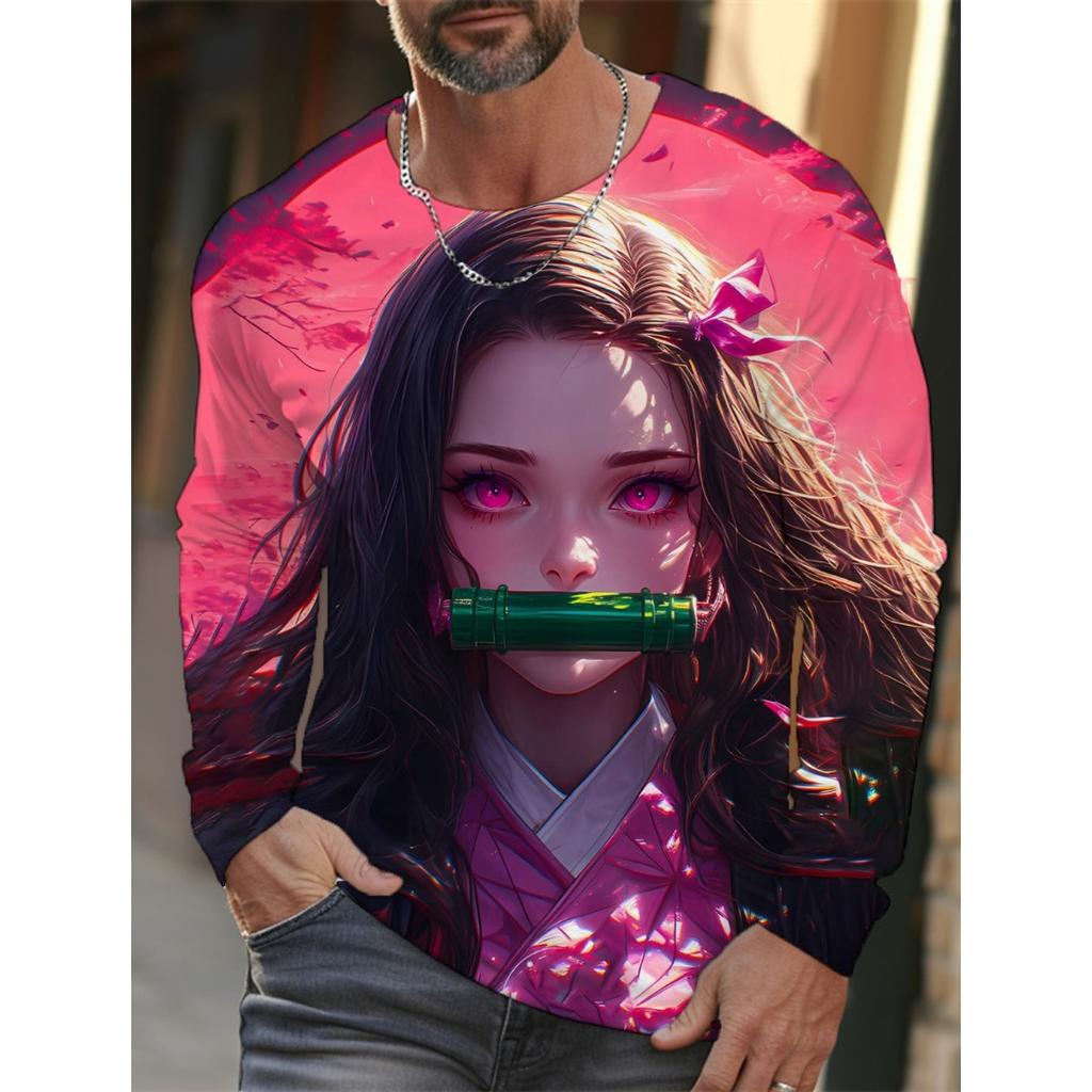 Men's Long-sleeved T-shirt 3D Printing Animation HD Pattern Printing Men's Long-sleeved T-shirt Autumn Tops Casual T-shirt