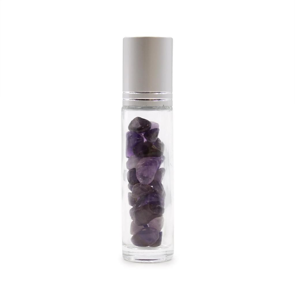Essential Oil Roller Bottle Amethyst Silver Cap