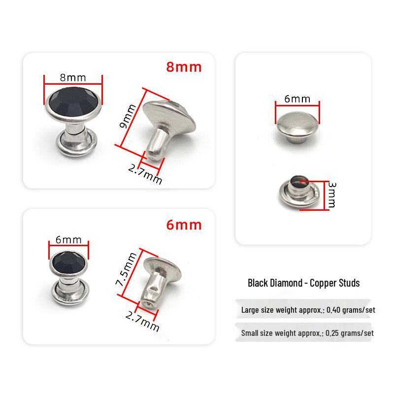 

Пуссеты-трубочки 6-8 мм с цветным серебристым краем, заклепки со стеклянной инкрустацией для украшения одежды. 6x7.5mm tube drill set