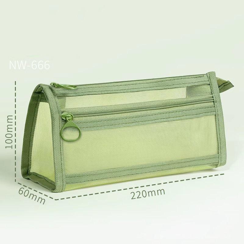 

1Pc Mesh Pencil Case For Student Exams High School Stationery Box Large Capacity For School Supplies зелёный