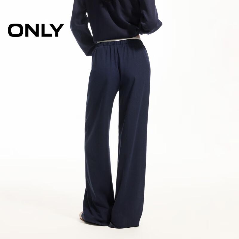 ONLY Women's Relaxed Fit Color-block Waist Straight-Leg Casual Pants