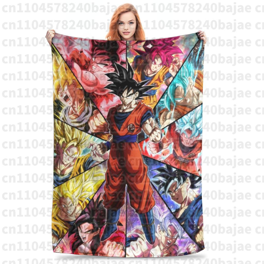 Dragon Ball Z Knitted Blanket Flannel Anime Son Goku Soft Throw Blankets for Bed Bedroom Quilt