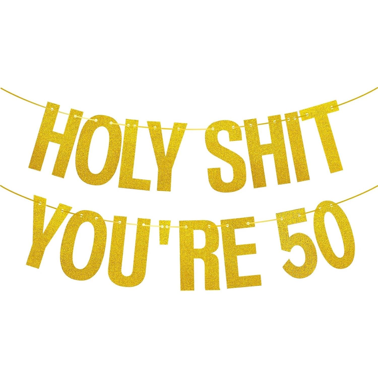 

50th Birthday Decorations Banner for Women Men Gold Glitter Paper Party Elegant Decoration Adults Hanging Garland Supplies