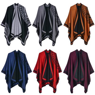 Etnické ženy Šál Pončo Umelé kašmírové farebné bloky Tribal Jacquard Vodopád Dlhé Nadrozmerné