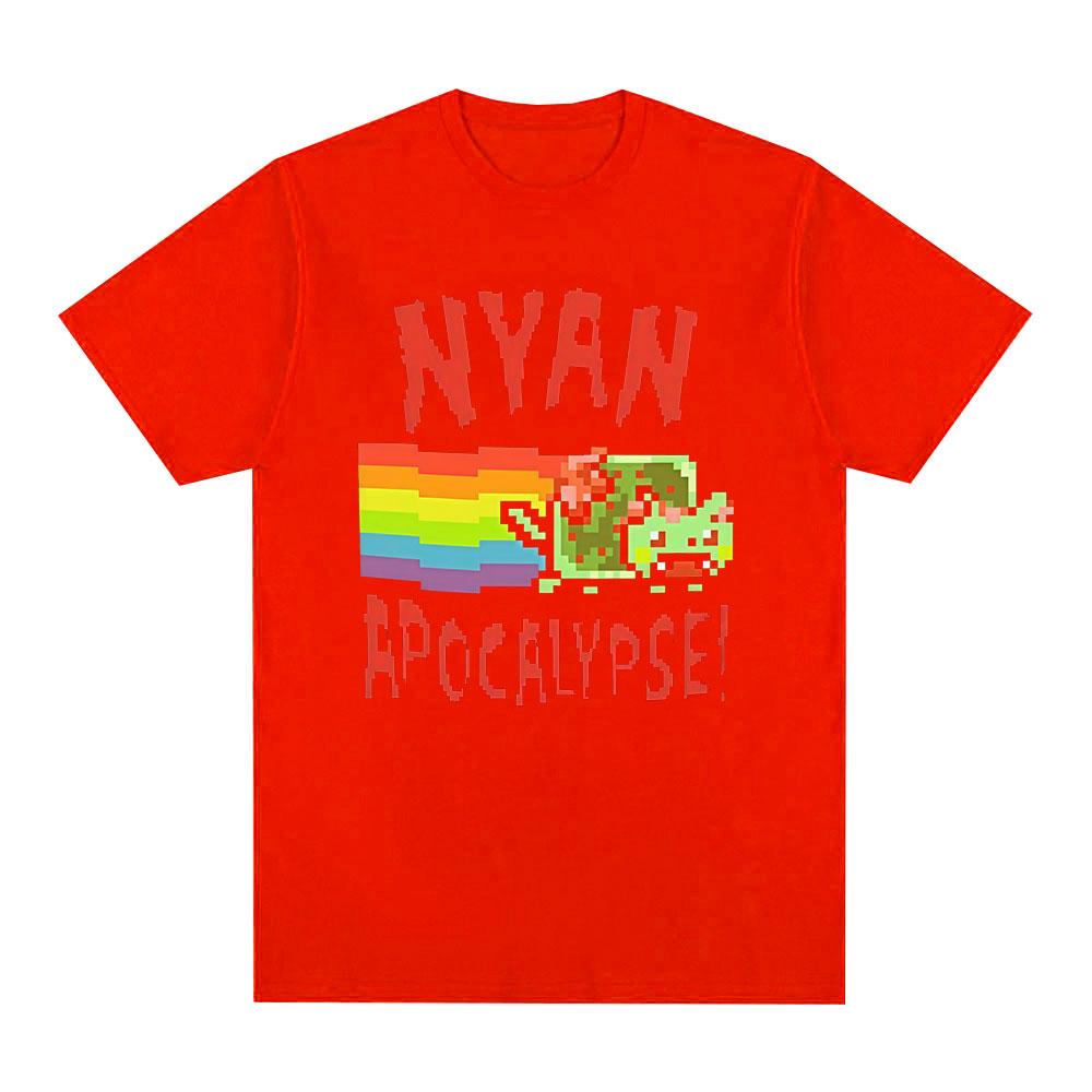 Nyan Rainbow Cat Funny Meme T-shirt Men Women Clothing Fashion Casual T-shirts Kawaii Harajuku Short Sleeves T Shirts Streetwear
