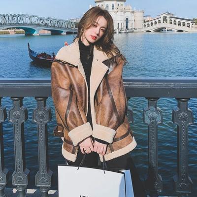 Vrouwen Kunstleer Schapen Shearling Bont Motorjassen Damesmode Lange Mouw Rits Outrwear Herfst Winter Warme Jas