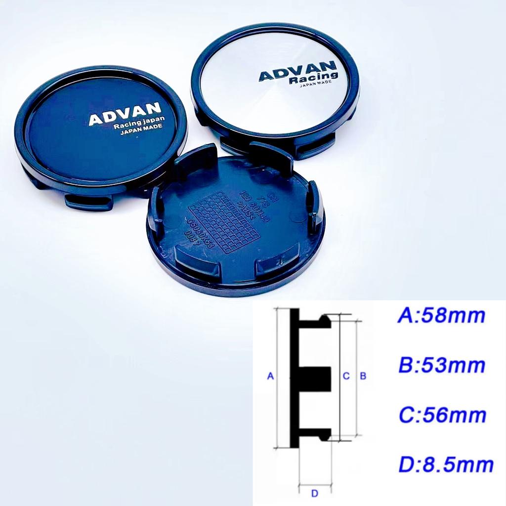 4PCS/Lot High Quality 58MM Car Wheel Center Hub Caps for ADVAN Racing WHEEL Emblem Logo Car Styling Accessories
