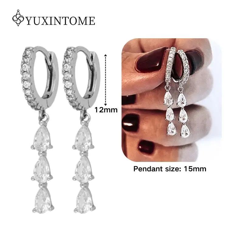 925 Silver Ear Needle Crystal White Zircon Silver Series Tassel Drop Earrings Luxury Fashion Party Jewelry Accessories