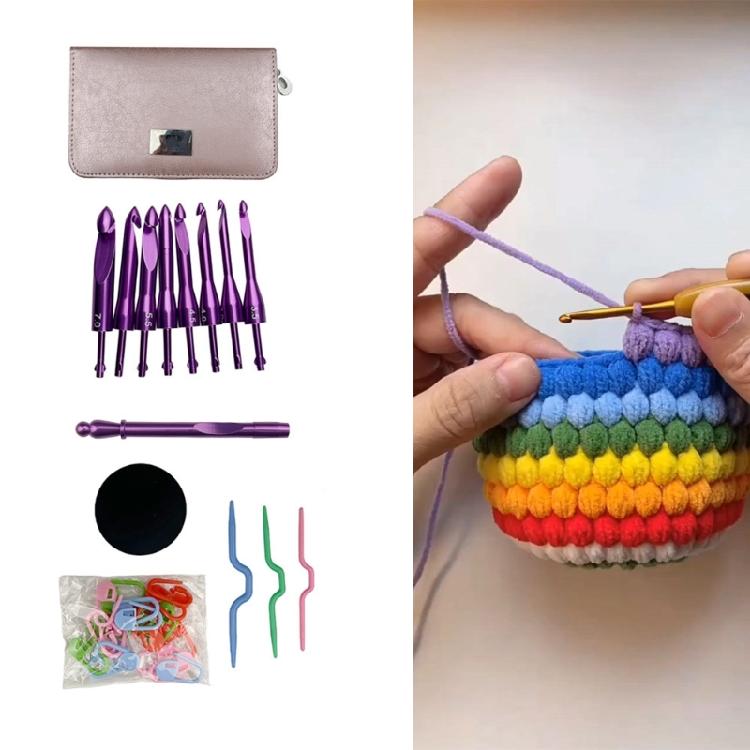 Ergonomic Crochet Hook with 8 Interchangeable Tip Aluminum Crochet Hook 3.0mm-7.0mm for Knitting Crochet Craft