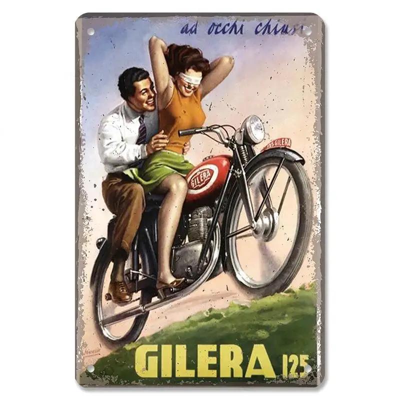 Vintage motokrosový plakát Kovové plechové cedule Motocykl Grand Prix Kovová plaketa Nástěnná dekorace pro garáž Moto Club Man Cave Bar