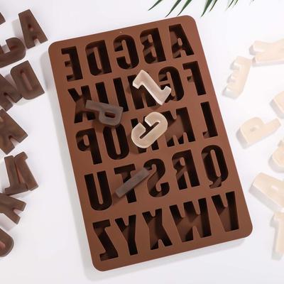 Chocolate Letter Silicone Handicraft Molds, Reusable Crayon Wax Molds, Cake Decoration Silicone Letter Molds, Candies, Chocolate