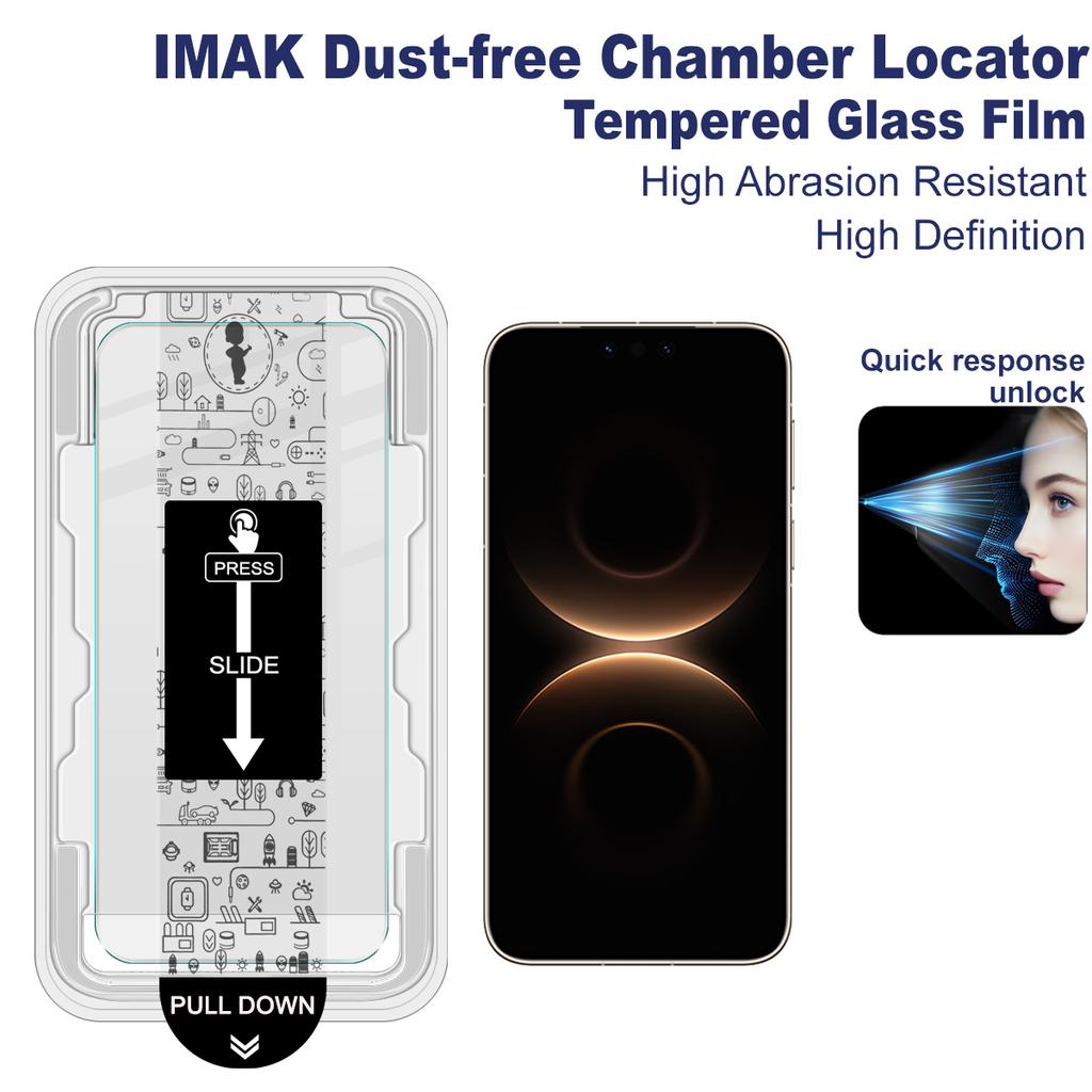 For Xiaomi Redmi Note 14 14S 13 Turbo 3 4 Pro 5G IMAK H Tempered Glass Film Chamber Locator