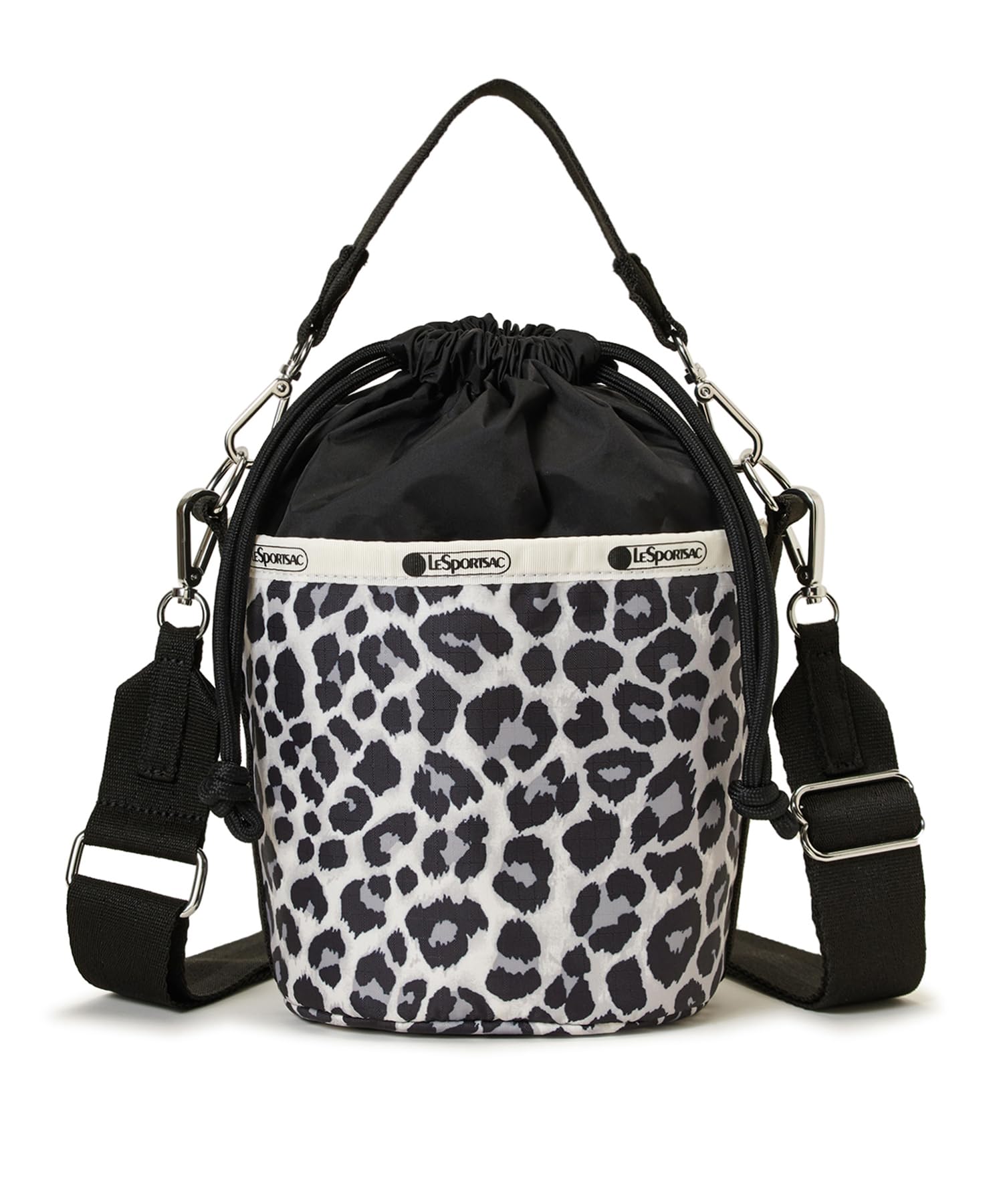 

LeSportsac Официальная сумка-ведро на кулиске SM через плечо, нейтральная леопардовая сумка/3040, женский принт/черный