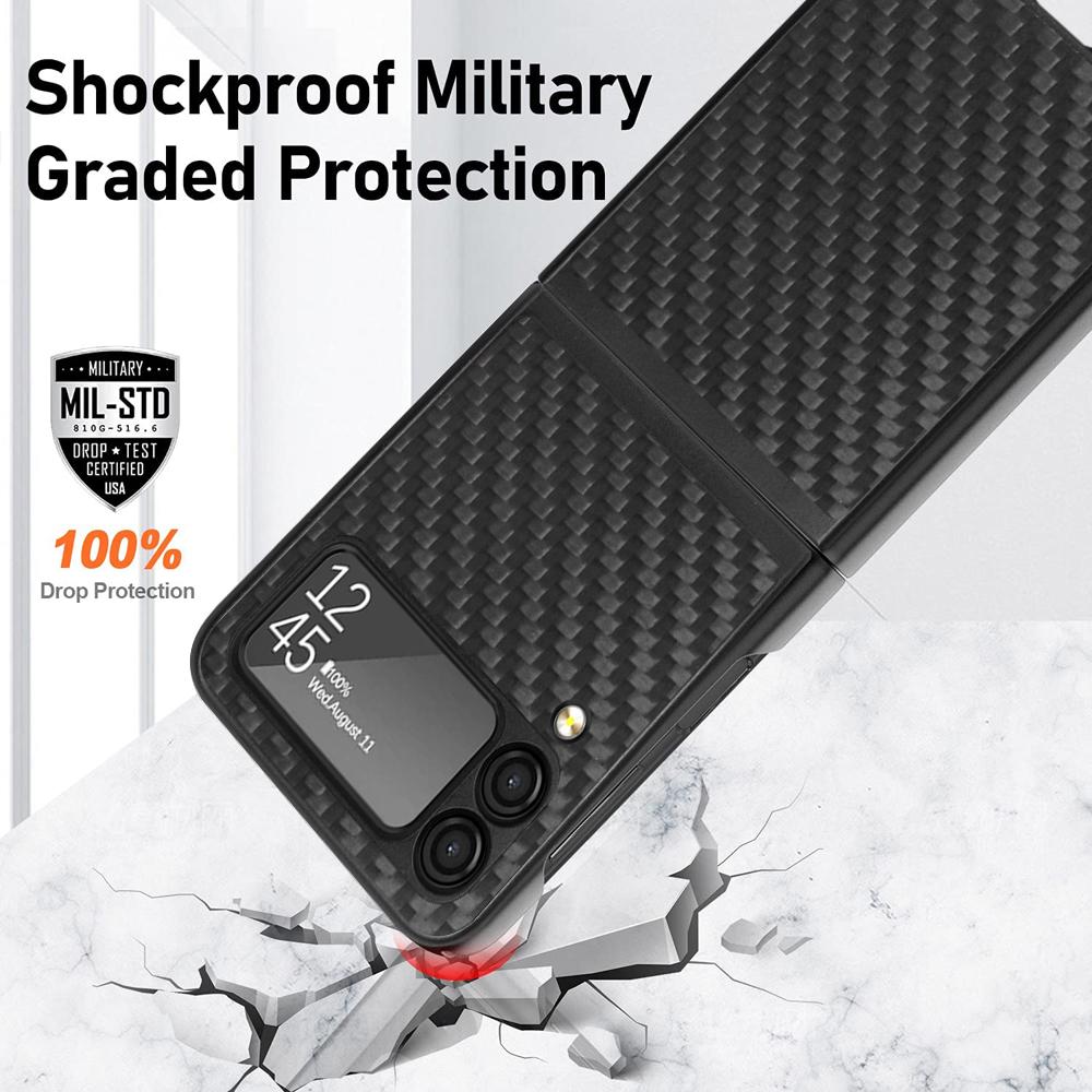 Carbon Fiber Case For Samsung Galaxy Z Flip 3 4 5g Case Ultra Thin Real Carbon Fiber Back Cover Capa For Samsung Z Flip 3 Fundas