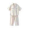 Boys' Summer 2026 Casual Korean Style Two-Piece Set – Short Sleeve & Long Pants