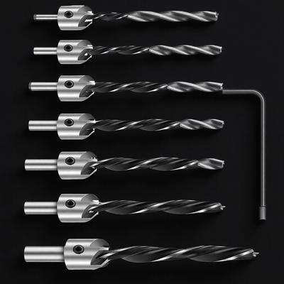 4Pcs 7Pcs 3mm 4mm 5mm 6mm 7mm 8mm 10mm Countersunk Bit Set Woodworking Drill Bits for Precision Cutting