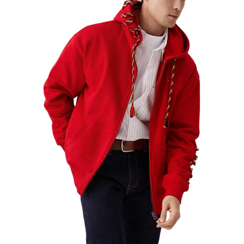 Levis SS25 New Year Limited Edition Casual Loose Drawstring Hooded Jacket Men Jacket Red 003ZM-0000