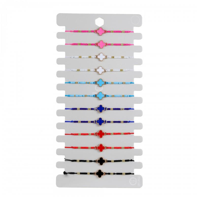 Multicolor Beaded Cross Bracelet Set Alloy Woven Handmade Fashion Accessory Men Women