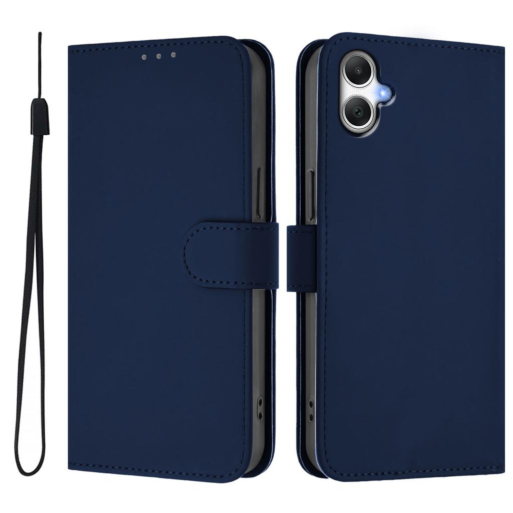 For Samsung Galaxy A05 4G Case Solid Color Wallet Leather Phone Cover with Strap