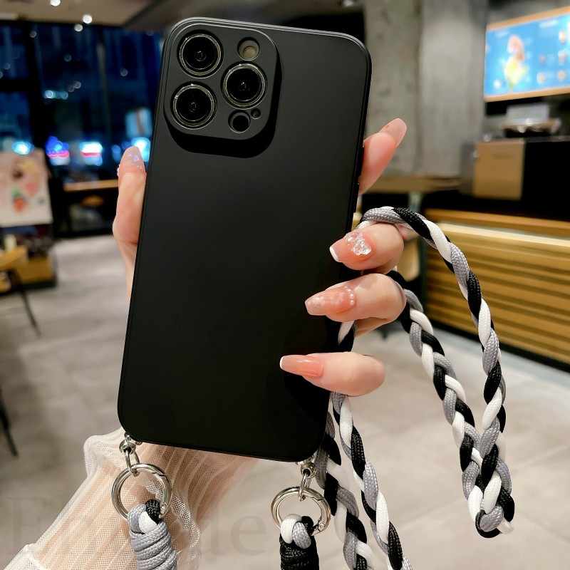Crossbody Strap Case for OPPO Find X5 Lite X3 X6 Reno 11 8 7 6 5 Realme 12 Pro C53 C55 Necklace Soft Silicon Braid Lanyard Cover