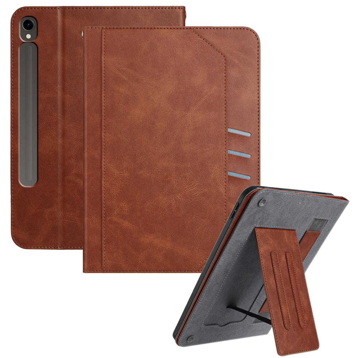 

Чохол-підставка для Samsung Galaxy Tab S10/S10 FE/S9/S9 FE з функцією автоматичного пробудження/засинання, з поліуретанової шкіри, чохол для планшета з гаманцем/ручним ремінцем Coffee