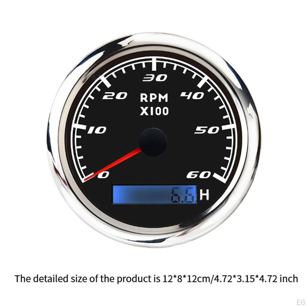 Digital Tach Hour Meter Universal RPM Gauge for 12V/24V Auto Boat Truck