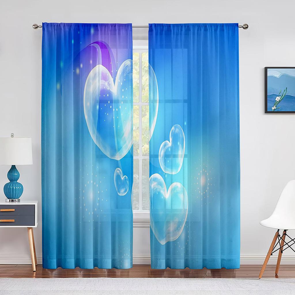 Perdele transparente cu forme de inimioare de dragoste roz fierbinte pentru ziua Îndrăgostiților Camera de zi Dormitor Decorare bucătărie fereastră Perdele din tul din voal