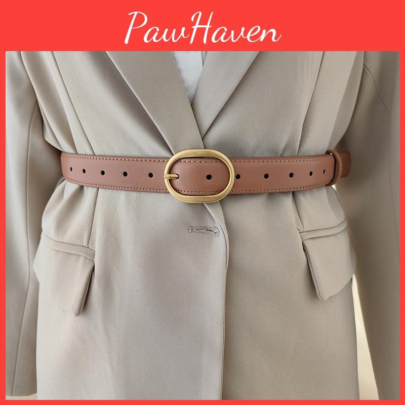 Style Vintage Womens Waist Belt Elliptical Metal Buckle Dress Belt Shapewear