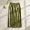 High-End PU Leather Mid-Length Skirt New Autumn And Winter Design Slit Leather Skirt Elegant And Fashionable For Women