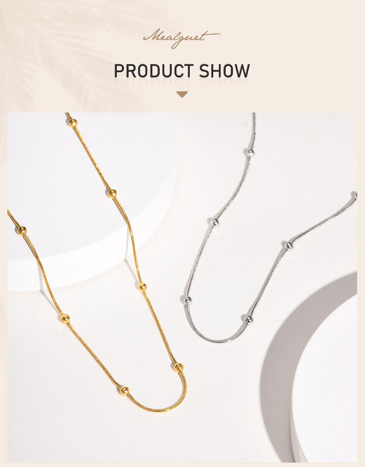 Stainless Steel Round Ball Chain Necklace,1mm Thin Link Necklace Fashion Jewelry for Women