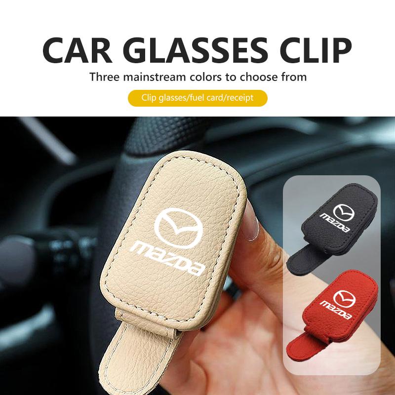 For Mazda Car PU Leather Sunglasses Clip Sun Visor Ticket Card Storage Holder 3 6 CX5 2 CX3 CX9 MX5 RX8 Axela Demio Atenza MS
