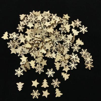 Weihnachten Holz Schneeflocke und Stern Baumknöpfe Mischung