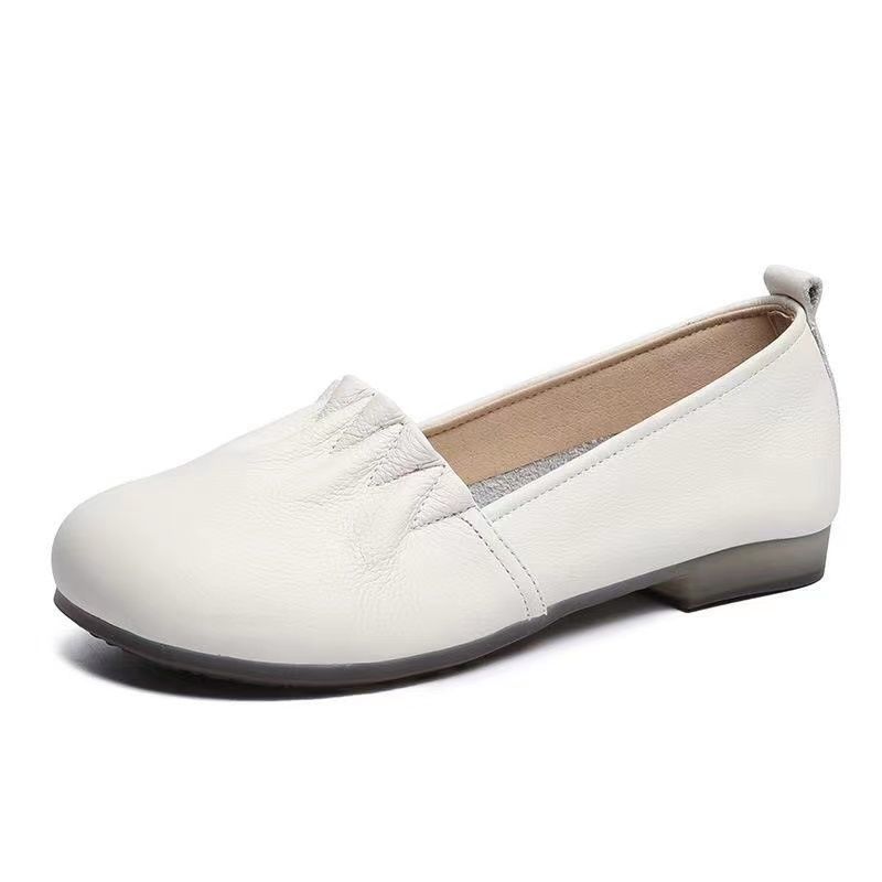 Fashion Women Flats Casual Loafers Autumn 2024 Shallow Mouth Shoes Fashion Slip On Ladies Leather Classic Round Toe Casual Walking Shoes