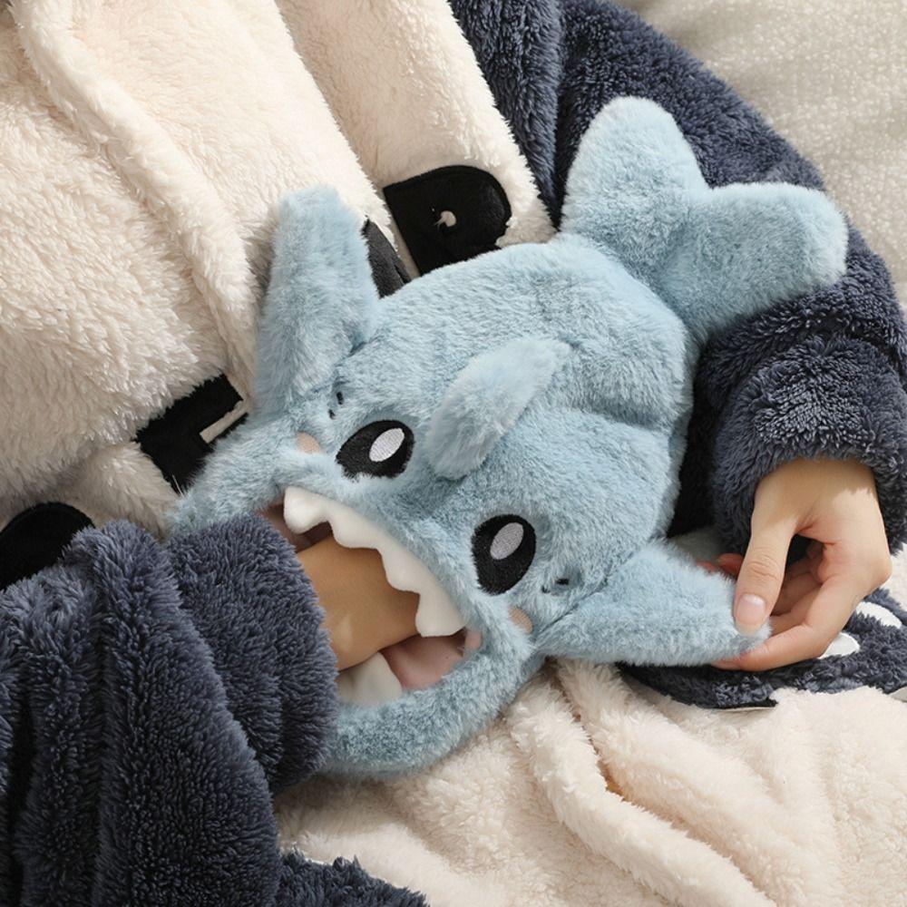 PVC Plush Shark Hot Water Bottle Insulating Winter Warm Bottle Portable Heat Reusable Bag  Home
