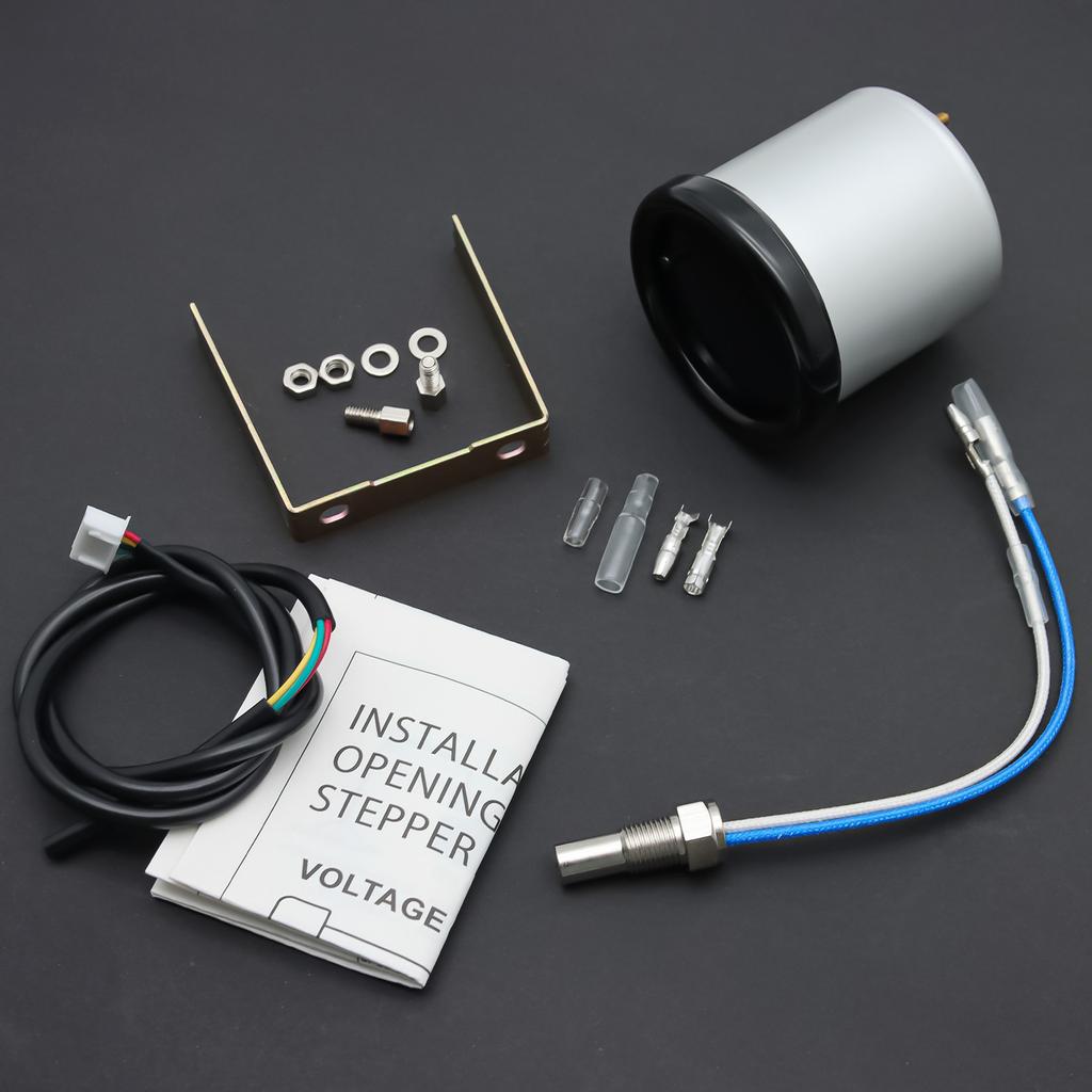 Smoked Face 7 Color Light 52mm Water Temperature Gauge with Temp Joint Pipe Sensor 26-40mm Hose Adapter for Gasoline Car 12V