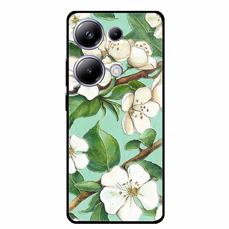3D Emboss Case For Xiaomi Poco M6 Pro Phone Case Flower Silicone Soft Back Cover For Xiaomi Poco M6 Pro Case PocoM6 M 6 Pro Capa