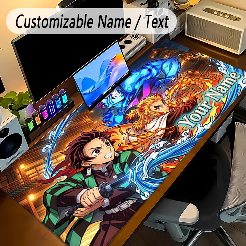 Großes Mauspaddämonenjäger Benutzerdefinierter Name Text Personalisierte Schreibtischmatte Rutschfeste Gaming-Matte