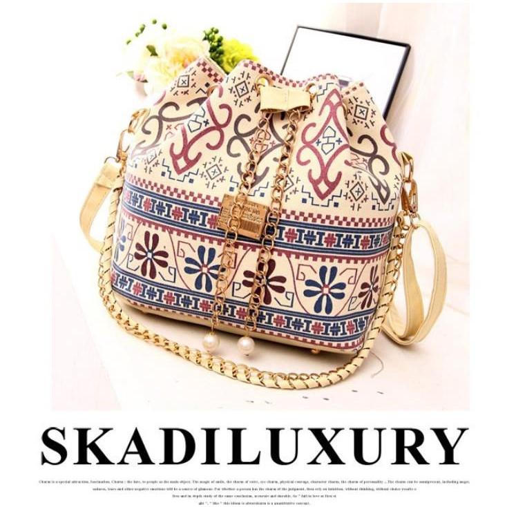 Women Bucket Bag Canvas Handbags Messenger Bags Female Crossbody Shoulder Bags Clutch Bag Purse