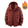 Men's Hooded Fleece Lined Jacket Thickened Warm Winter Coat Multi Pocket Casual Outerwear