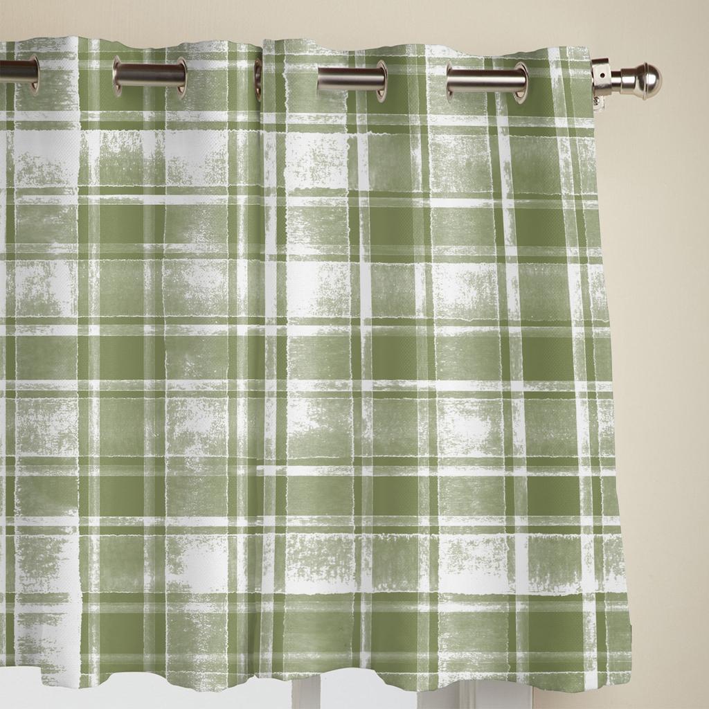 Salviegrønne Akvarell Rutete Vindusgardiner for Stue Soverom Gardiner Moderne Kjøkken Persienner Draperier Gardiner