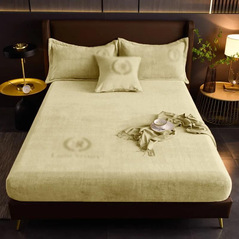 

Однотонные бархатные простыни Теплые регулируемые простыни на резинке для дома Двуспальные простыни Не линяют Машинная стирка Покрывала 200X220CM жёлтый