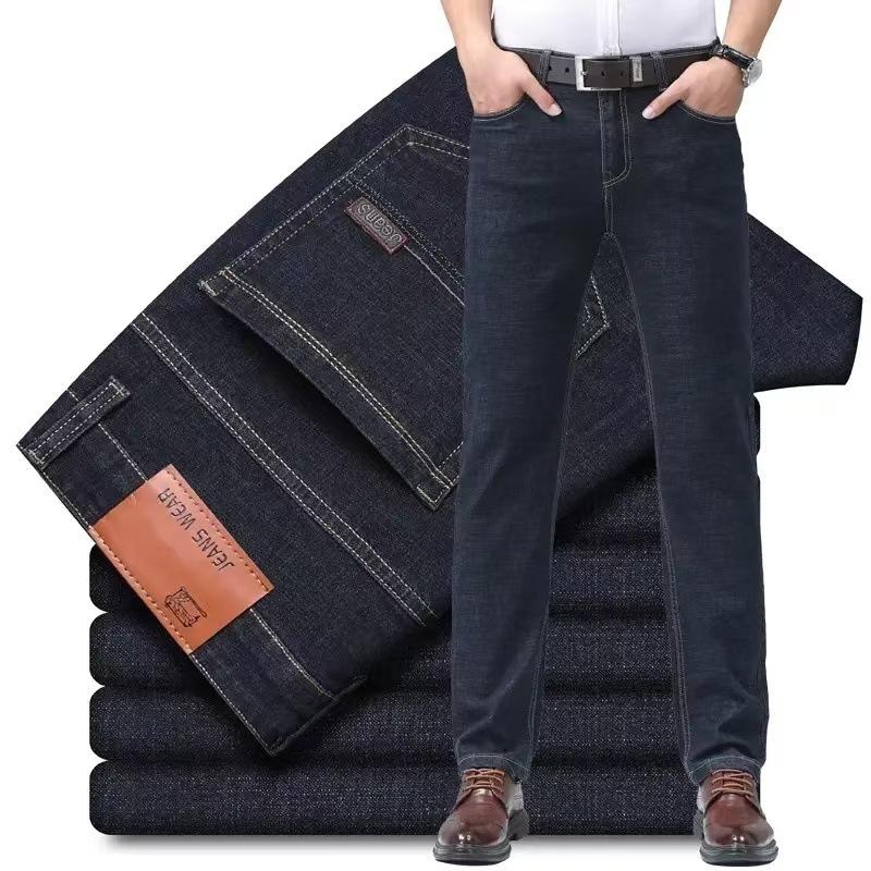New Elastic Jeans Men'S Loose Versatile Pants Large Pants Straight Work Casual Pants