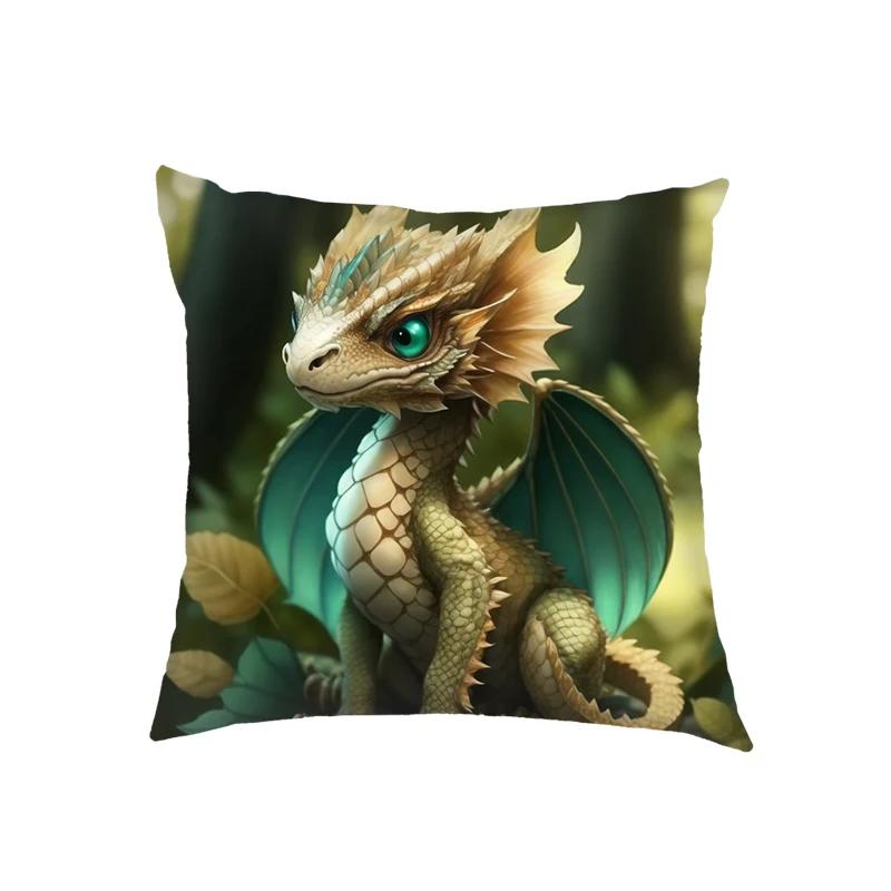 Niedliche Drachenbaby Kissenbezüge Fantasy Elfenmädchen Kissenbezüge Heimdekoration Schlafzimmer Büro Kissenbezug Zierkissenbezug Geschenk